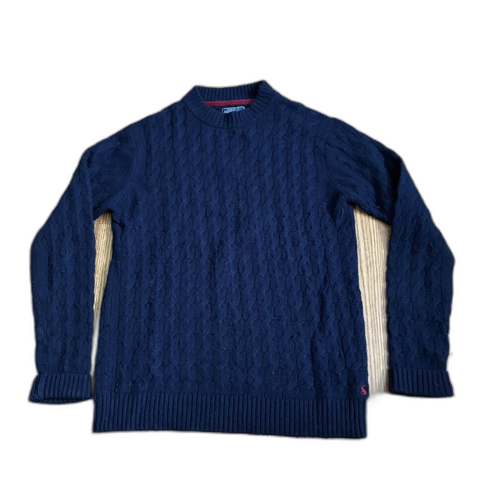 Joules Knitwear R_Ewan Blue Cable Knit Wool Blend Sweater M Preppy Grandmacore
